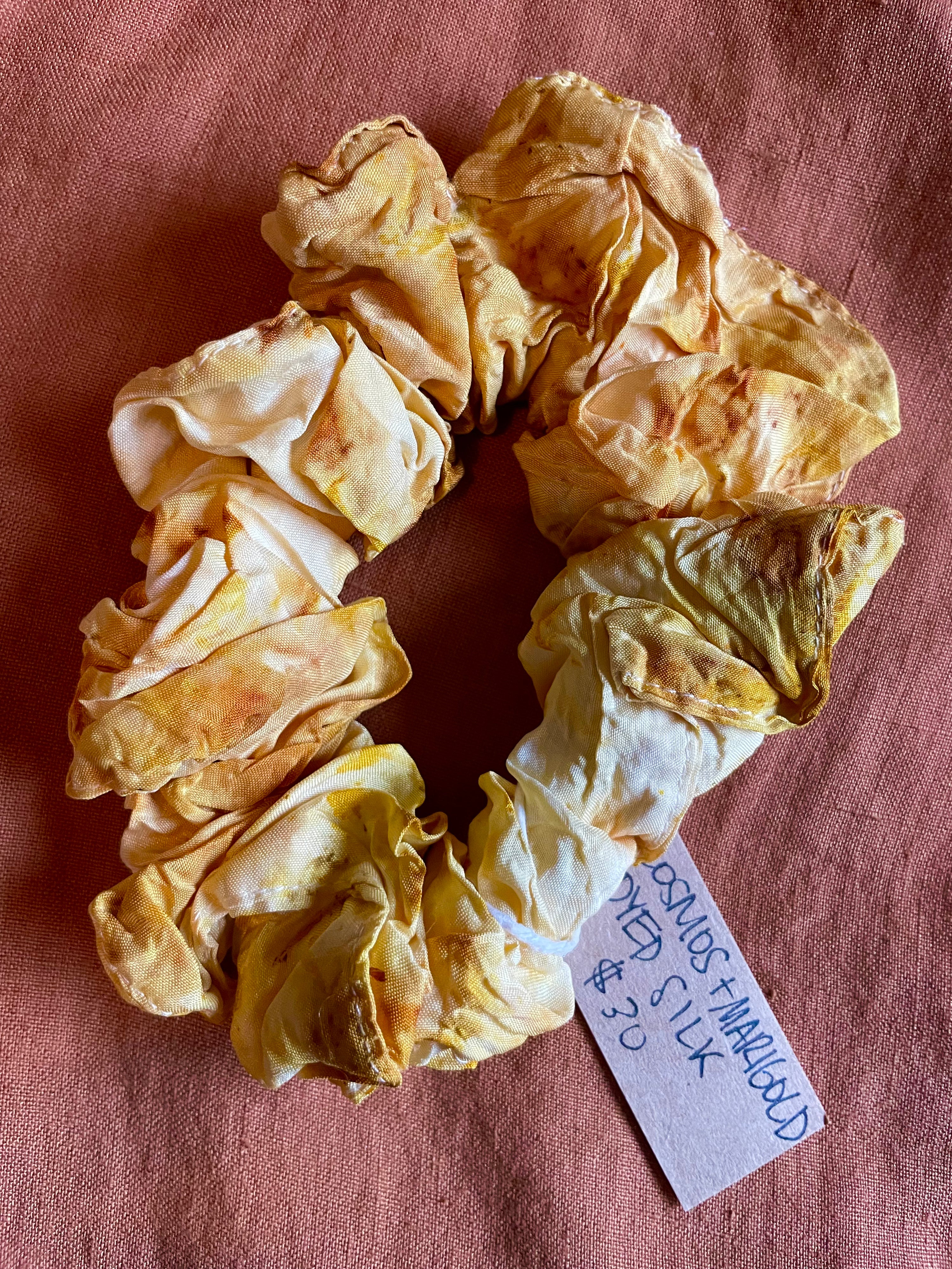 Cosmos + Marigold Dyed Silk Scrunchie