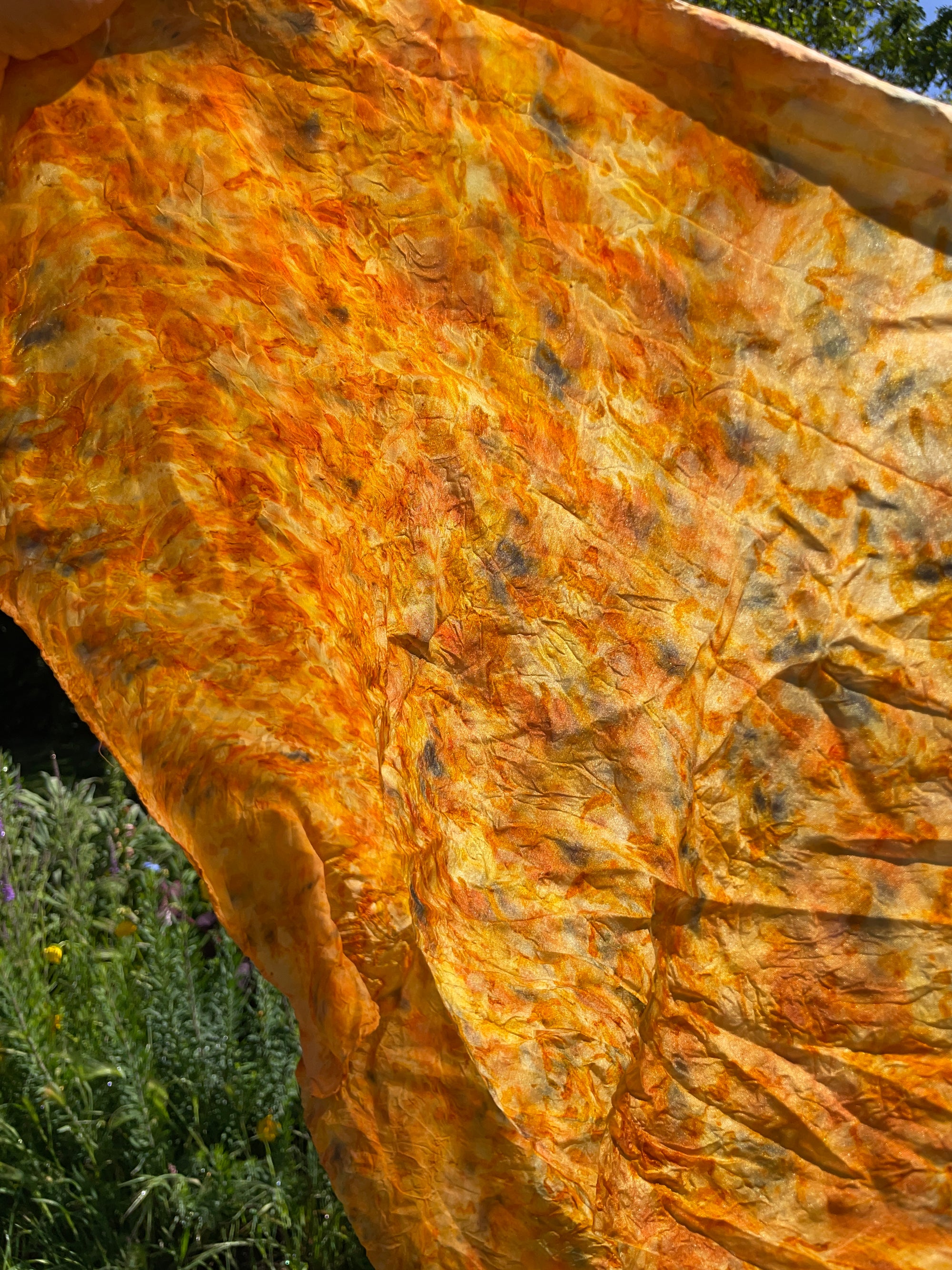 XL Silk Scarf - Golden Orbs