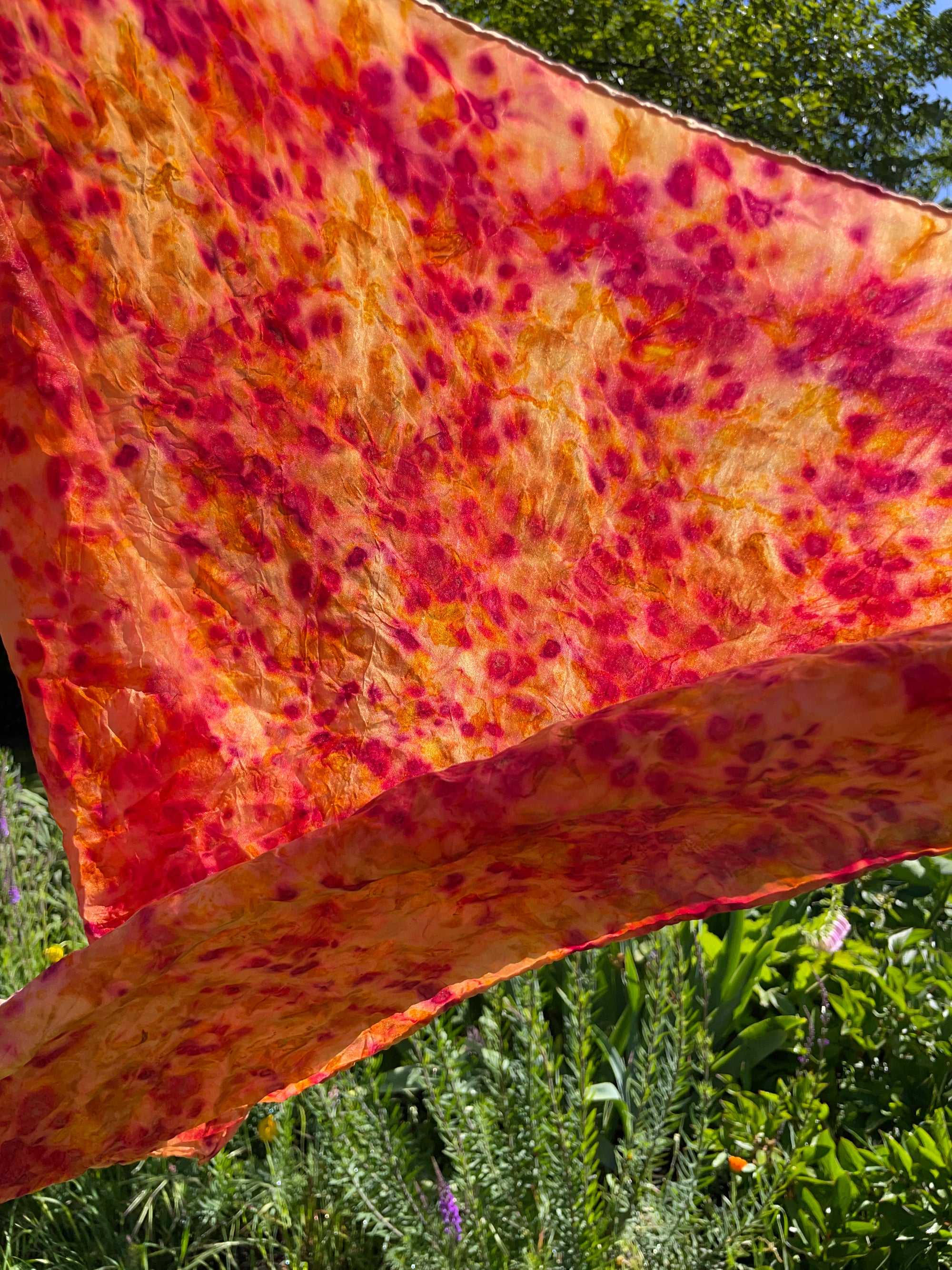 XL Silk Scarf - Cranberry Sunrise