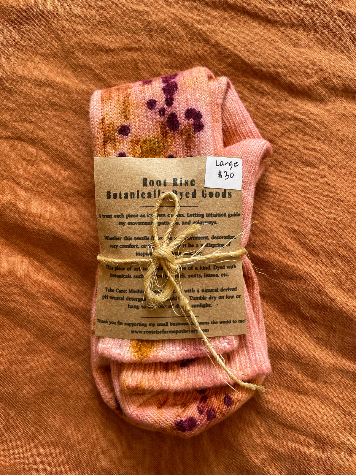 Coziest Organic Cotton Botanically Dyed Socks - Large