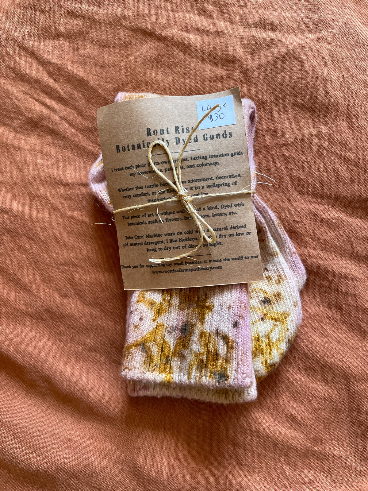 Coziest Organic Cotton Botanically Dyed Socks - Large
