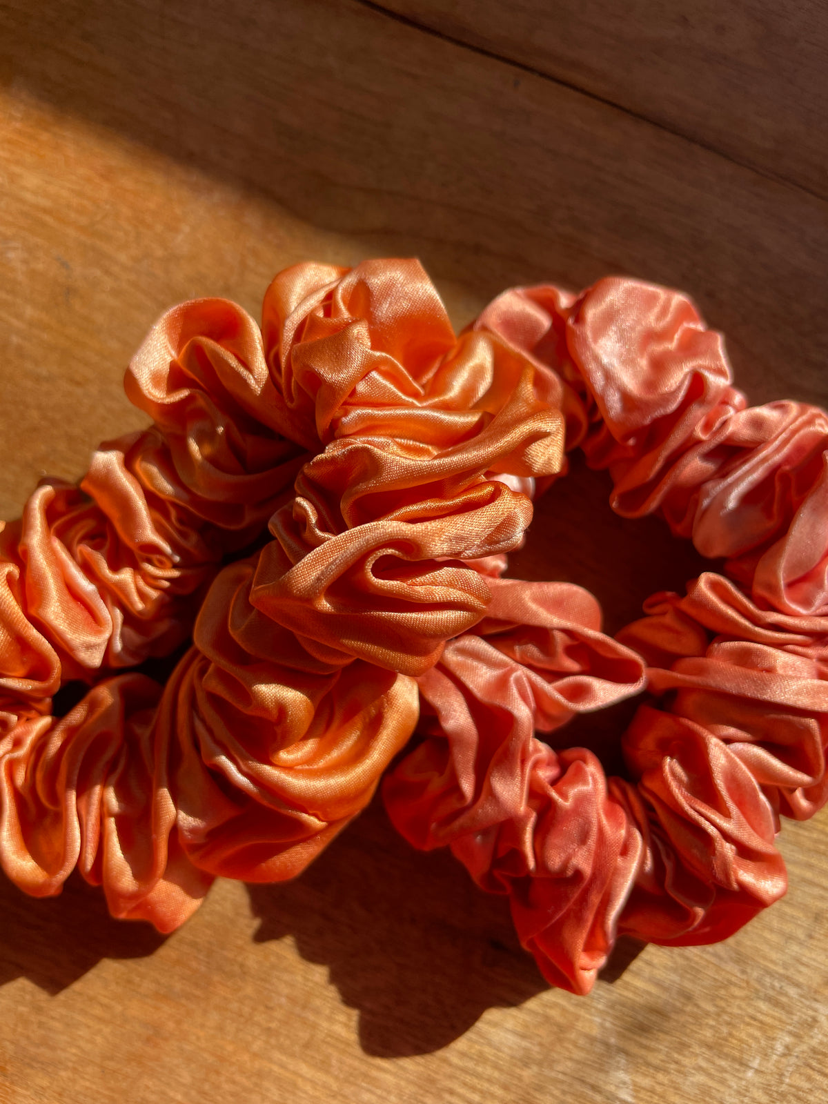 Coral Silk Scrunchie