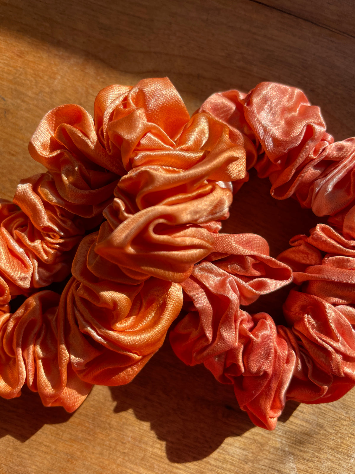Coral Silk Scrunchie