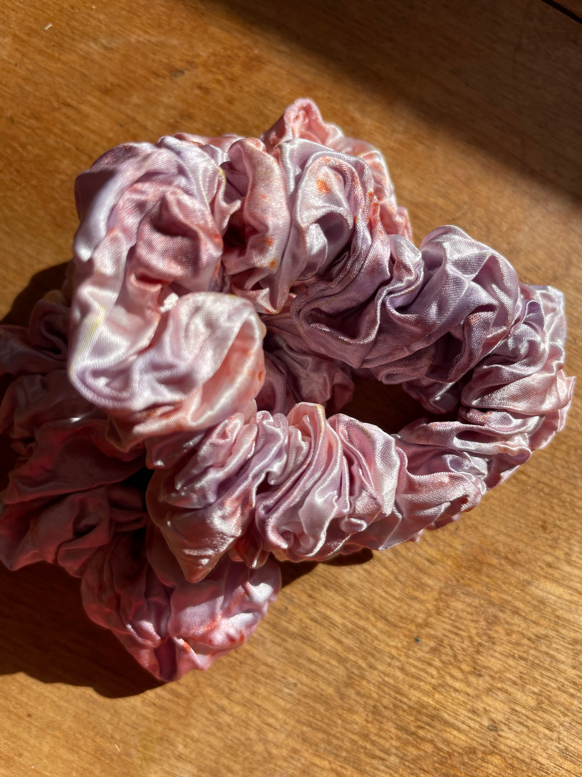 Peach Lilac Silk Scrunchie