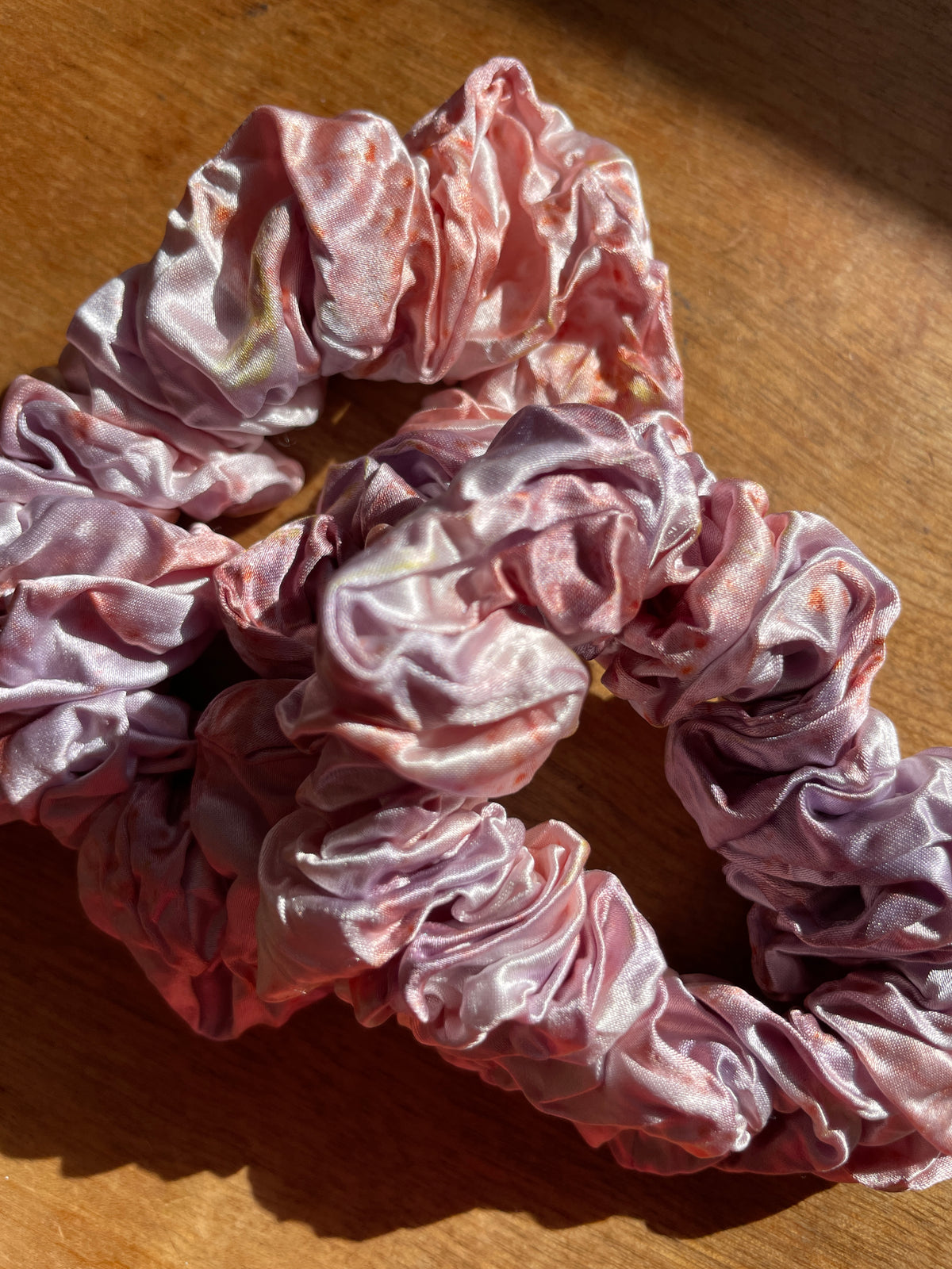 Peach Lilac Silk Scrunchie